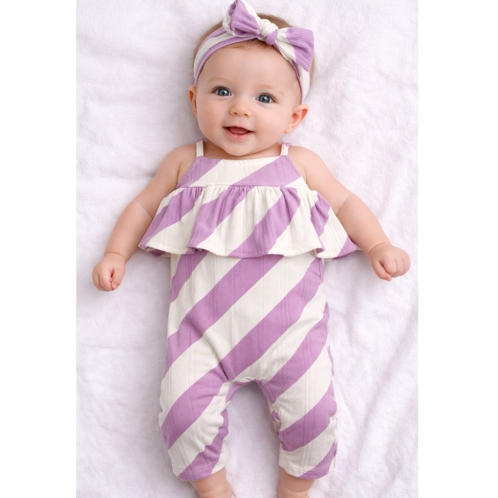 Baby Girls’ Off-White/Lavender with Headband for 3-6M -Grayson Mini